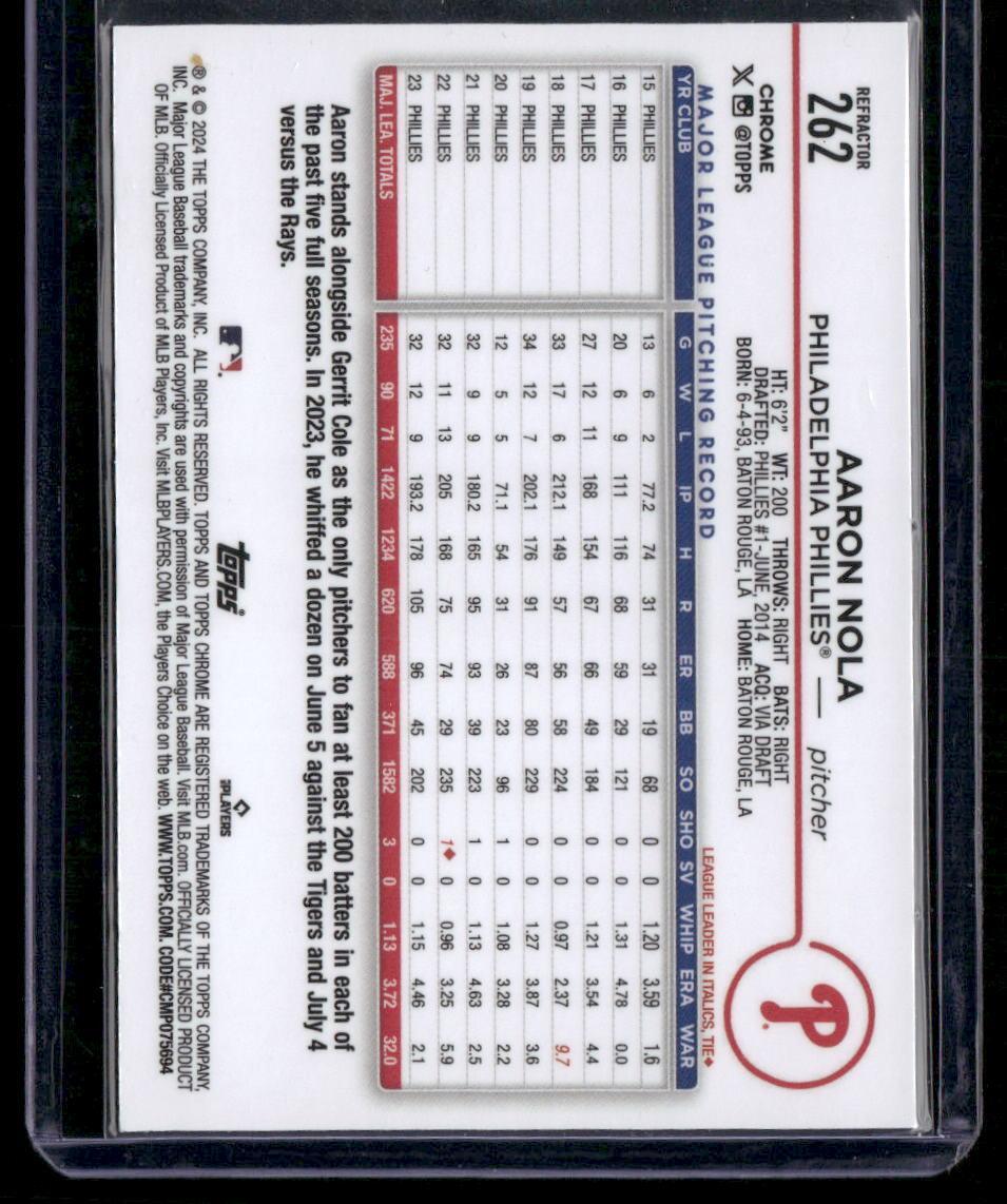 2024 Topps Chrome #262 Aaron Nola Refractors
