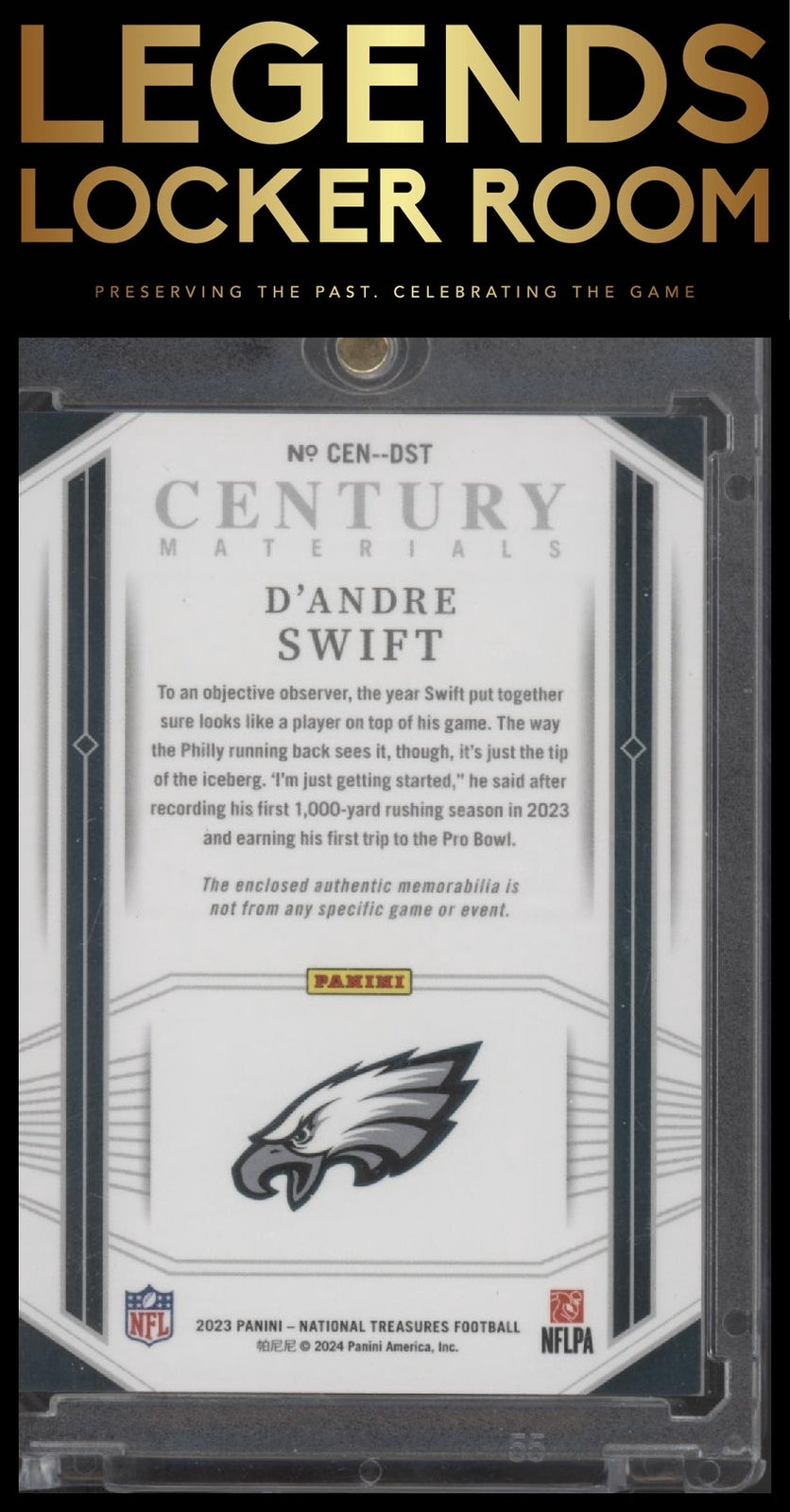 2023 Panini National Treasures #CEN-DST D'Andre Swift Century Materials #/99