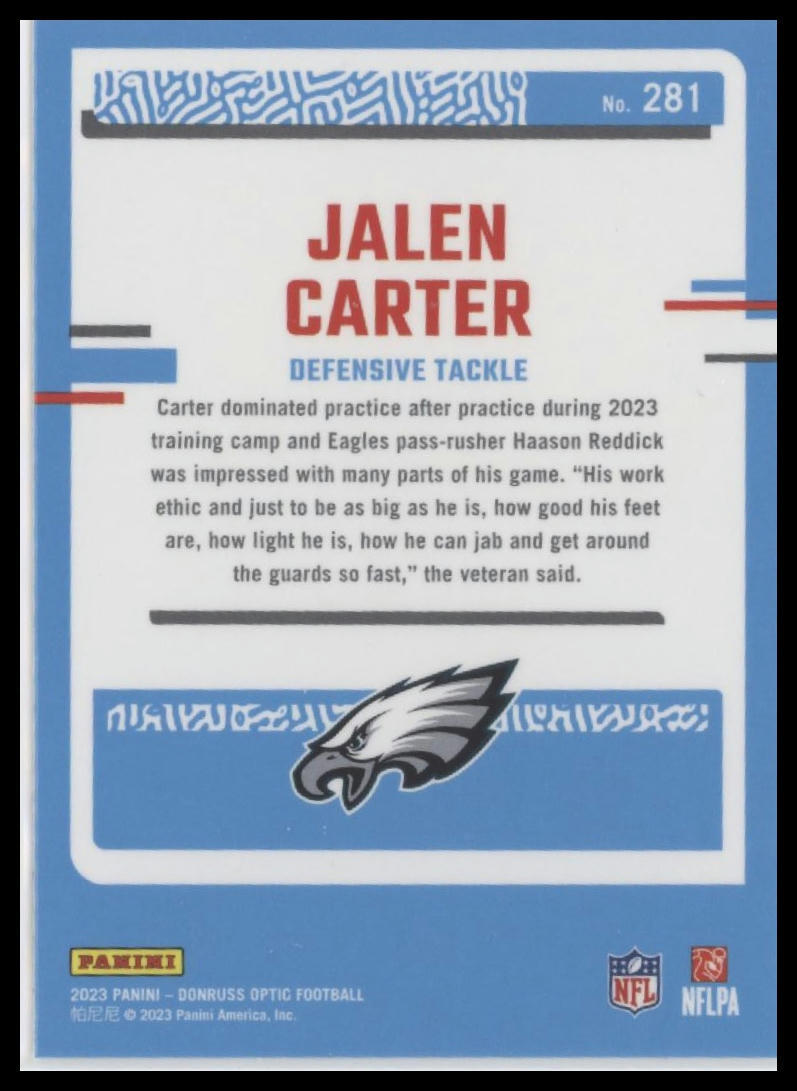 2023 Donruss Optic #281 Jalen Carter