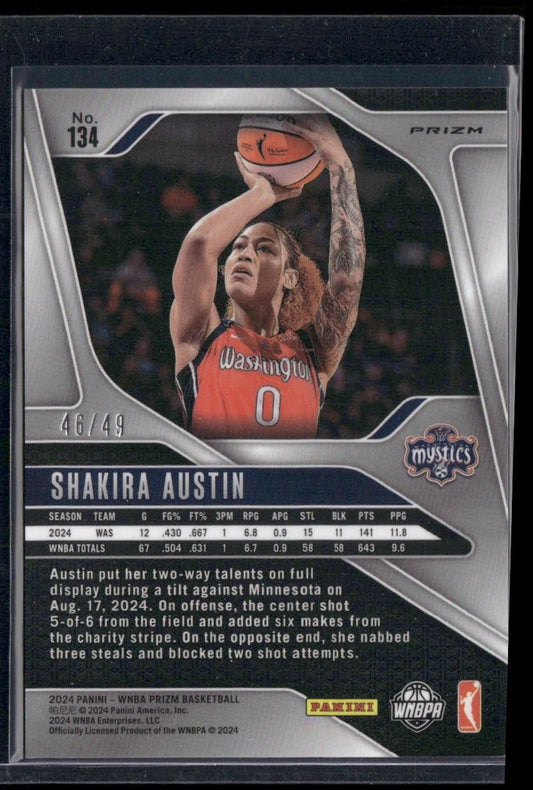 2024 Panini Prizm WNBA #134 Shakira Austin Teal Prizms #/49