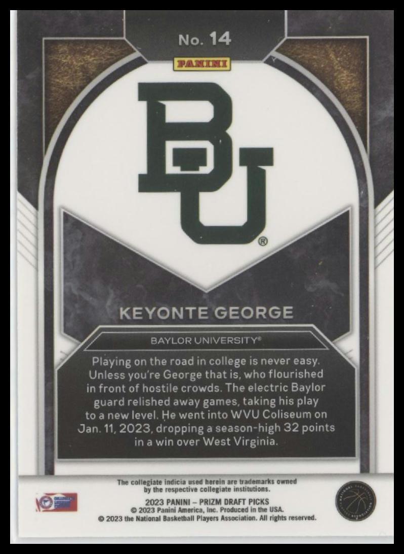 2023 Panini Prizm Draft Picks #14 Keyonte George Brilliance