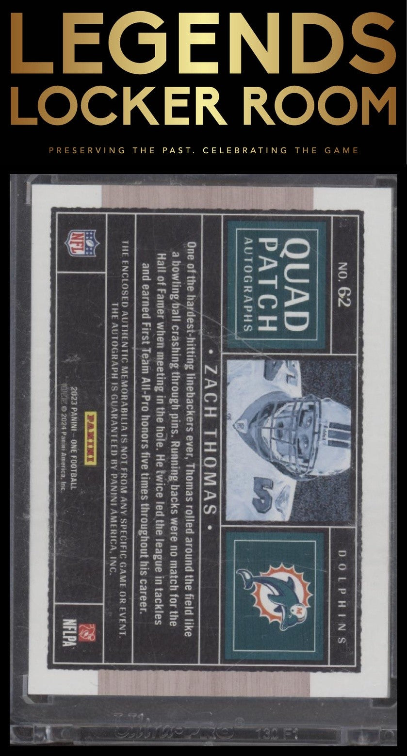 2023 Panini One #62 Zach Thomas Gold #/10