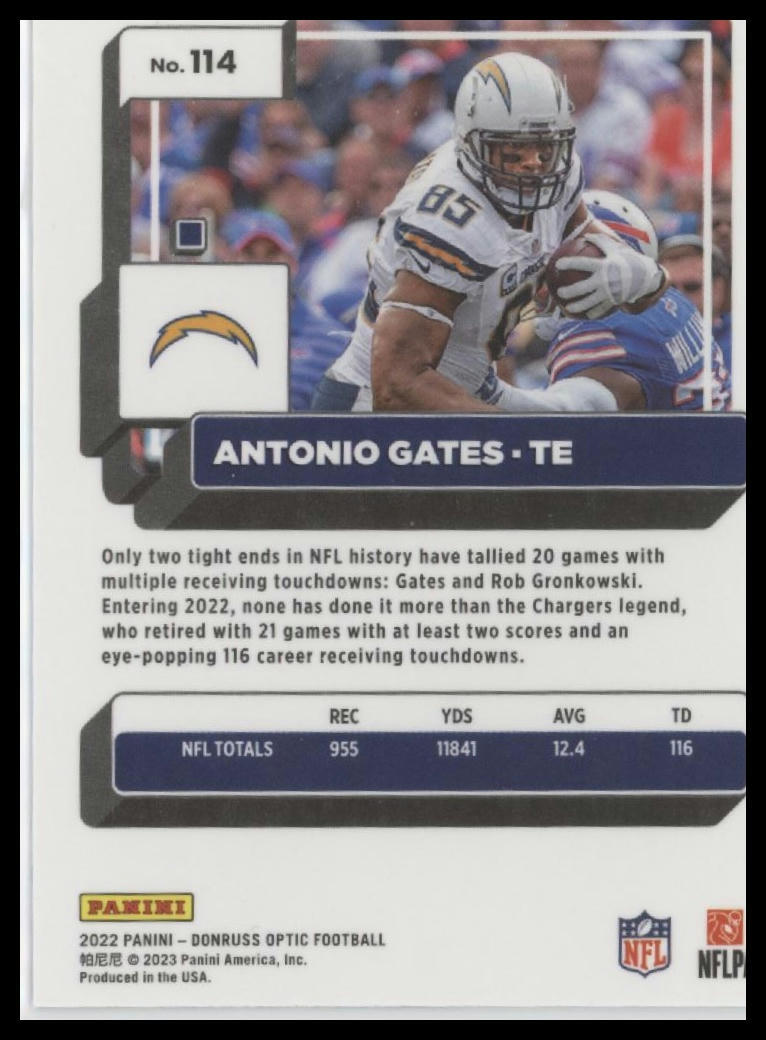 2022 Donruss Optic #114 Antonio Gates