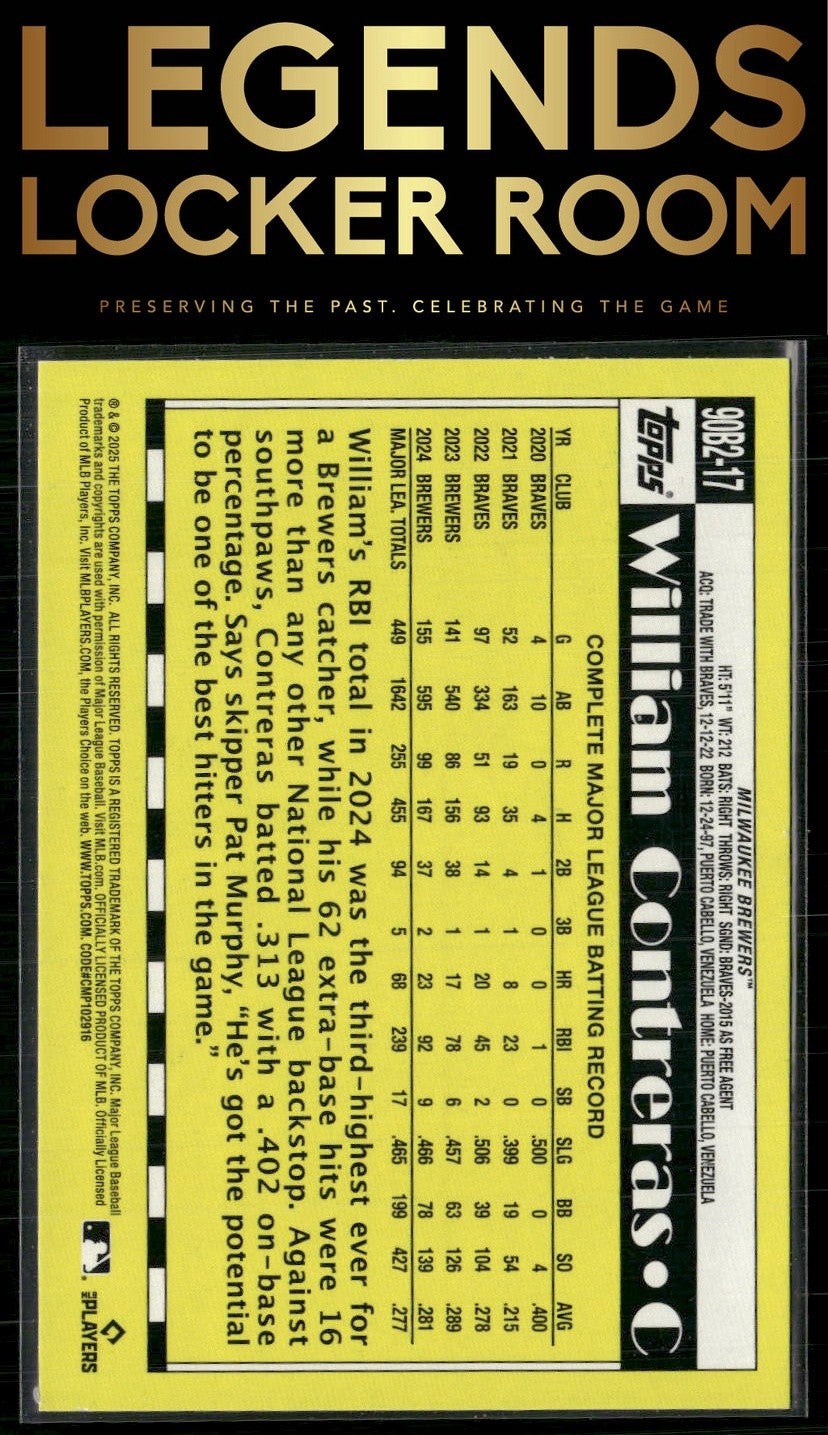 2025 Topps William Contreras 1990 Topps Baseball 35th Anniversary