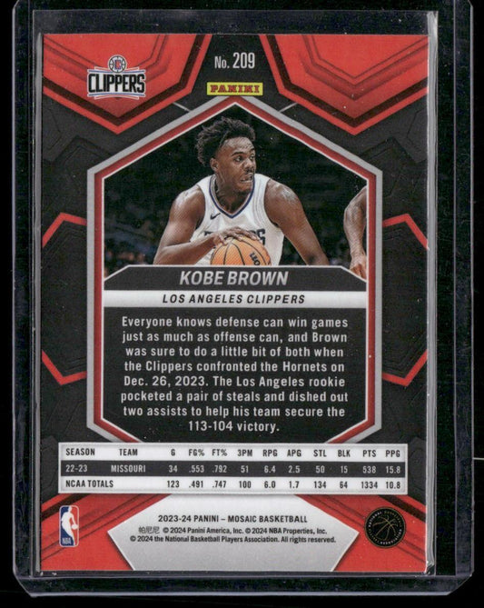 2023-24 Panini Mosaic #209 Kobe Brown