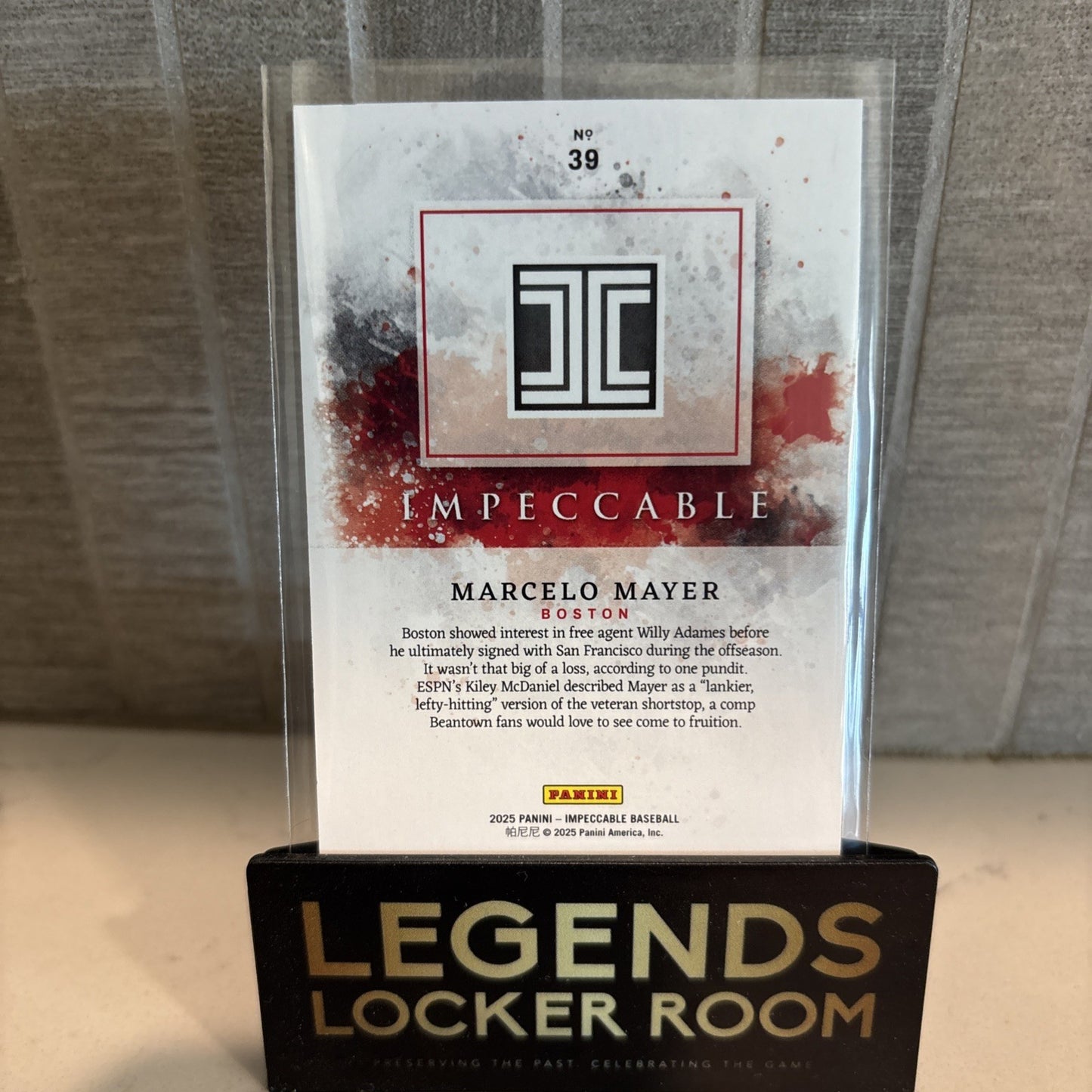 2025 Panini Impeccable Marcelo Mayer 99/99 Bookend! Boston Red Sox