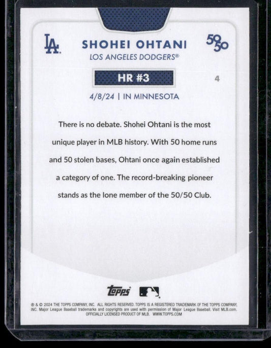 2024 Topps 50/50: Shohei Ohtani HR #3 Shohei Ohtani