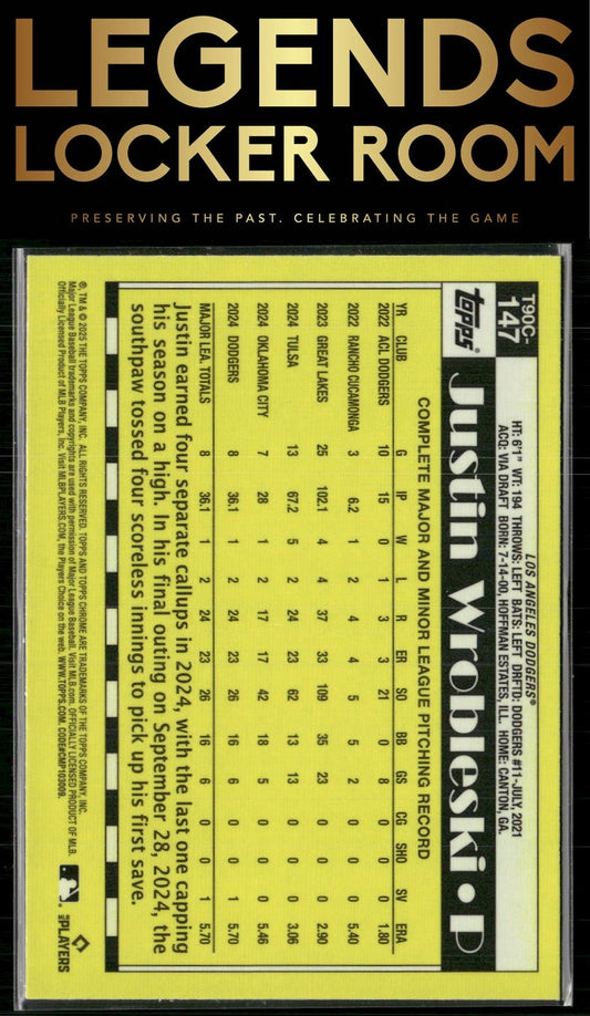 2025 Topps Justin Wrobleski 1990 Topps Baseball 35th Anniversary Chrome Mojo