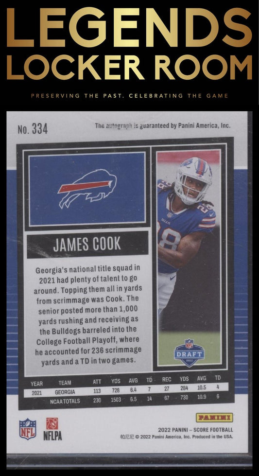 2022 Score #334 James Cook Auto Gold Zone Panini Sealed #/50