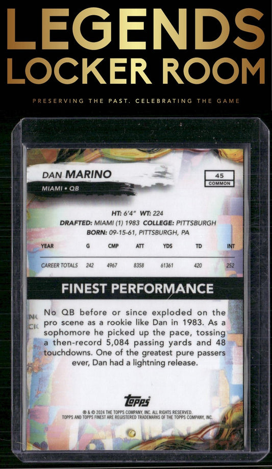 2024 Finest #45 Dan Marino Blue Checkerboard Refractor #/99