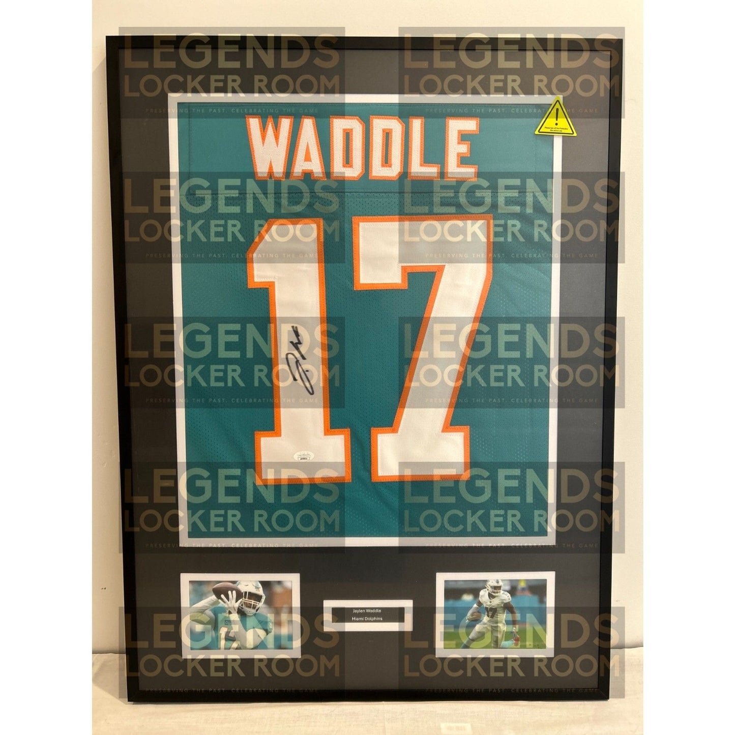Framed Jaylen Waddle Autographed Jersey (With Certificate of Authenticity)