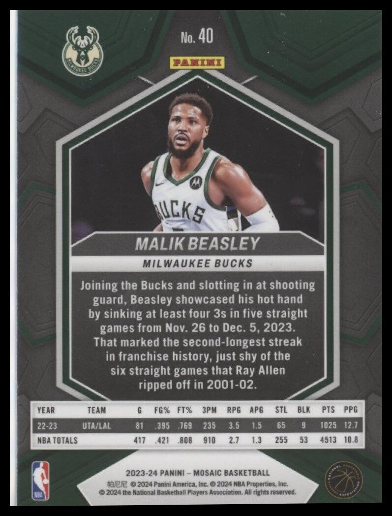 2023-24 Panini Mosaic #40 Malik Beasley
