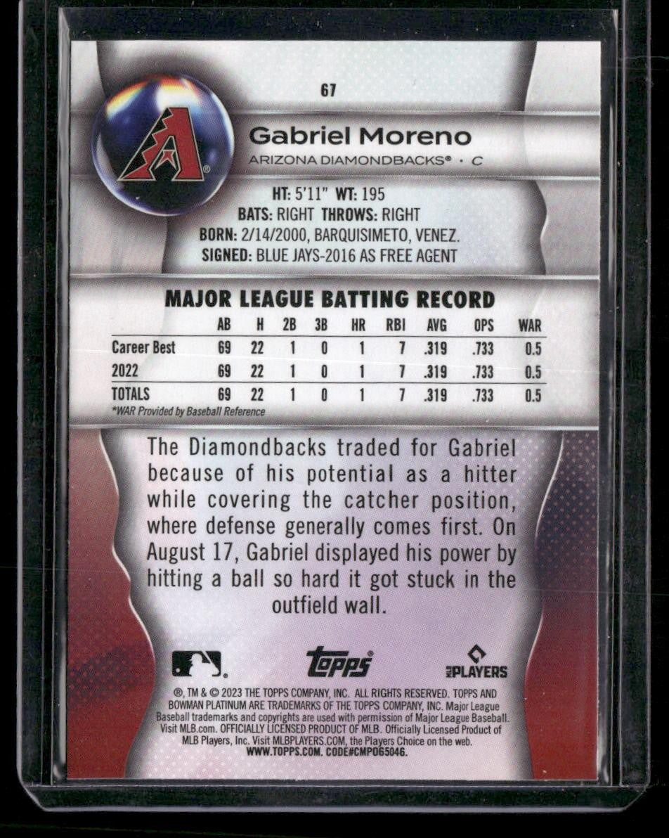 2023 Bowman Platinum #67 Gabriel Moreno