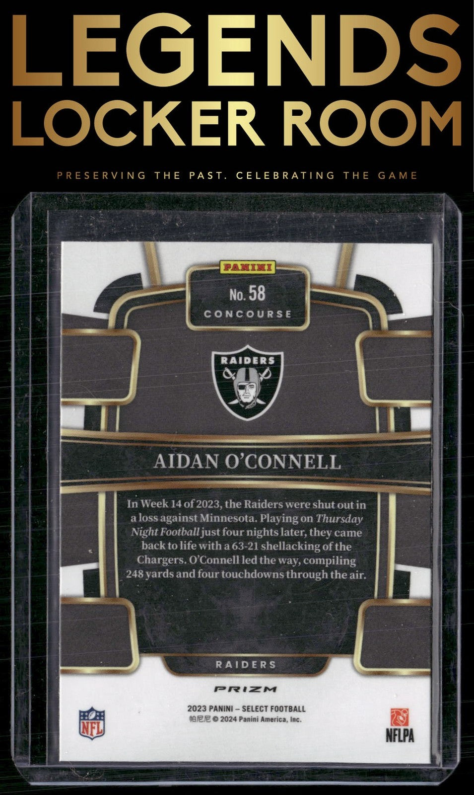 2023 Panini Select #58 Aidan O'Connell Silver Prizms