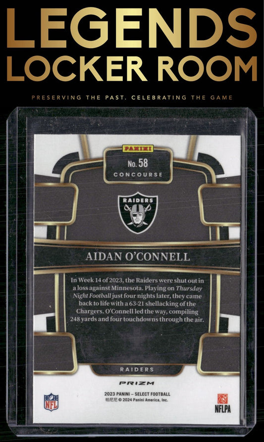 2023 Panini Select #58 Aidan O'Connell Silver Prizms