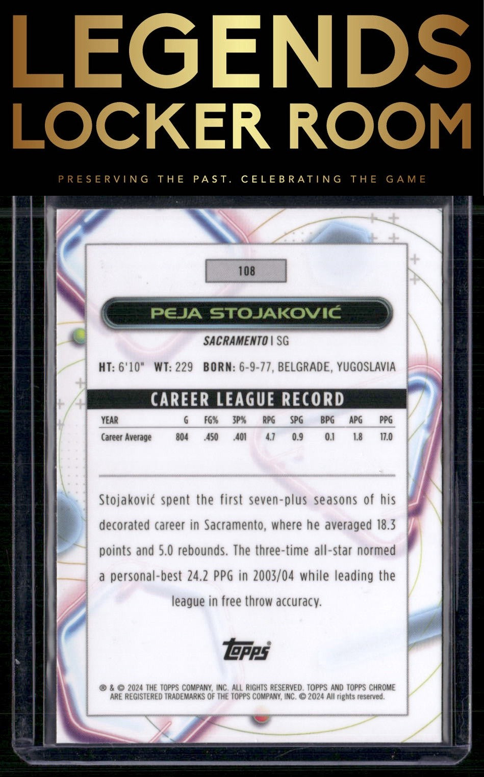 2023-24 Topps Chrome Cosmic #108 Peja Stojaković