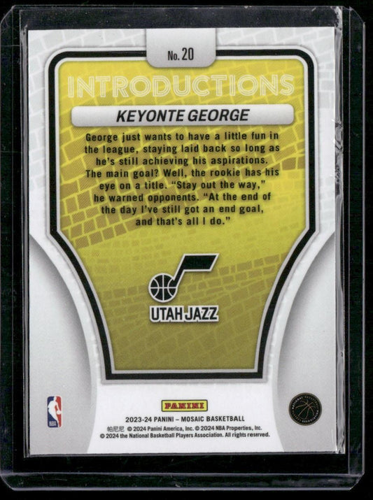 2023-24 Panini Mosaic #20 Keyonte George Introductions Mosaic
