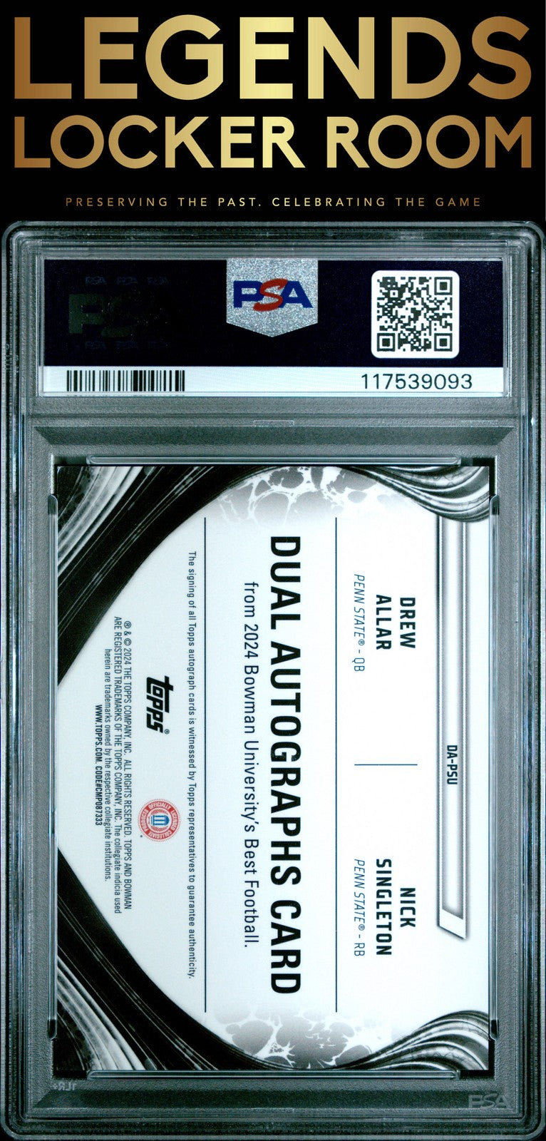 2024 Bowman Best University Dual Auto Singleton/Allar Dual Red /10 PSA 9