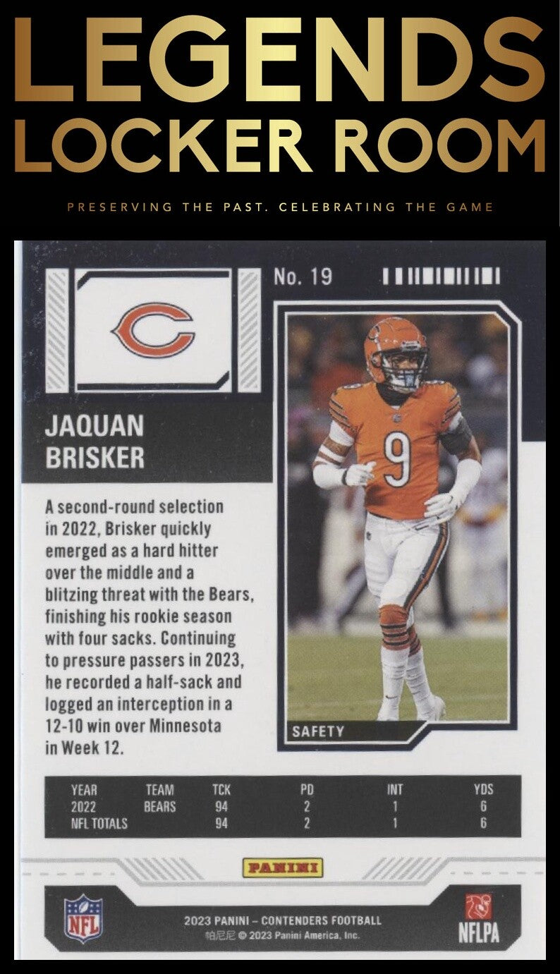 2023 Panini Contenders #19 Jaquan Brisker Season Ticket Retail