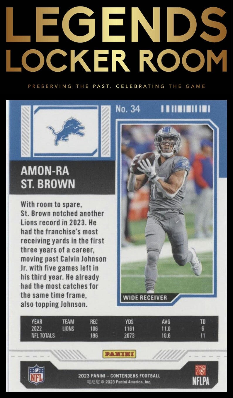 2023 Panini Contenders #34 Amon-Ra St. Brown