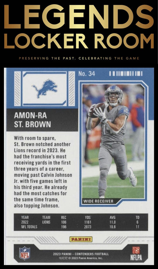 2023 Panini Contenders #34 Amon-Ra St. Brown