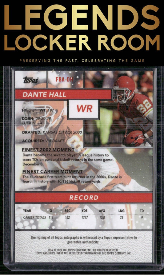 2024 Finest #FBA-DH Dante Hall Flashback Autographs Black Refractor #/25