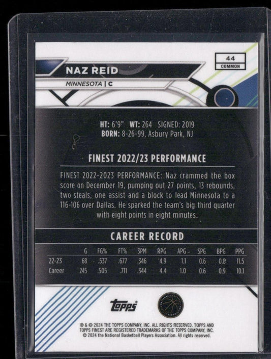 2023-24 Finest #44 Naz Reid Blue Checkerboard Refractors #/99