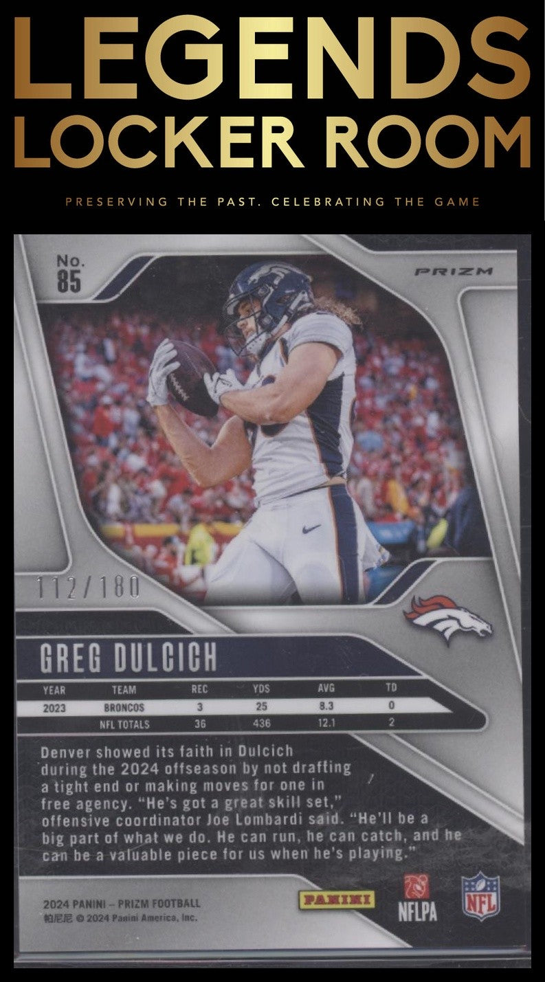 2024 Panini Prizm #85 Greg Dulcich Hyper #/180