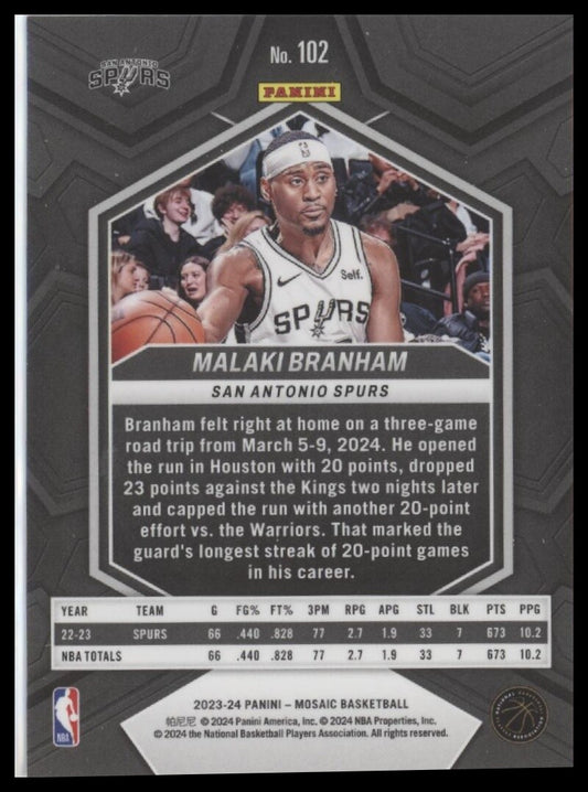 2023-24 Panini Mosaic #102 Malaki Branham