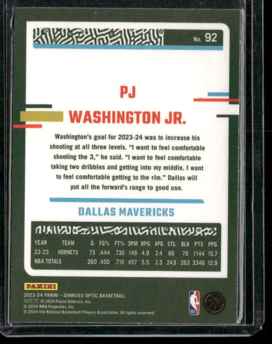 2023-24 Donruss Optic #92 P.J. Washington Jr.