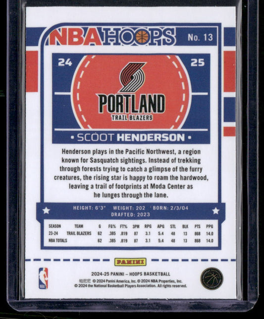 2024-25 Hoops #13 Scoot Henderson Premium Prizms Silver