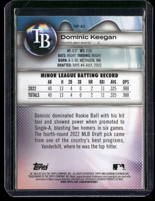 2023 Bowman Platinum #TOP-63 Dominic Keegan Top Prospects