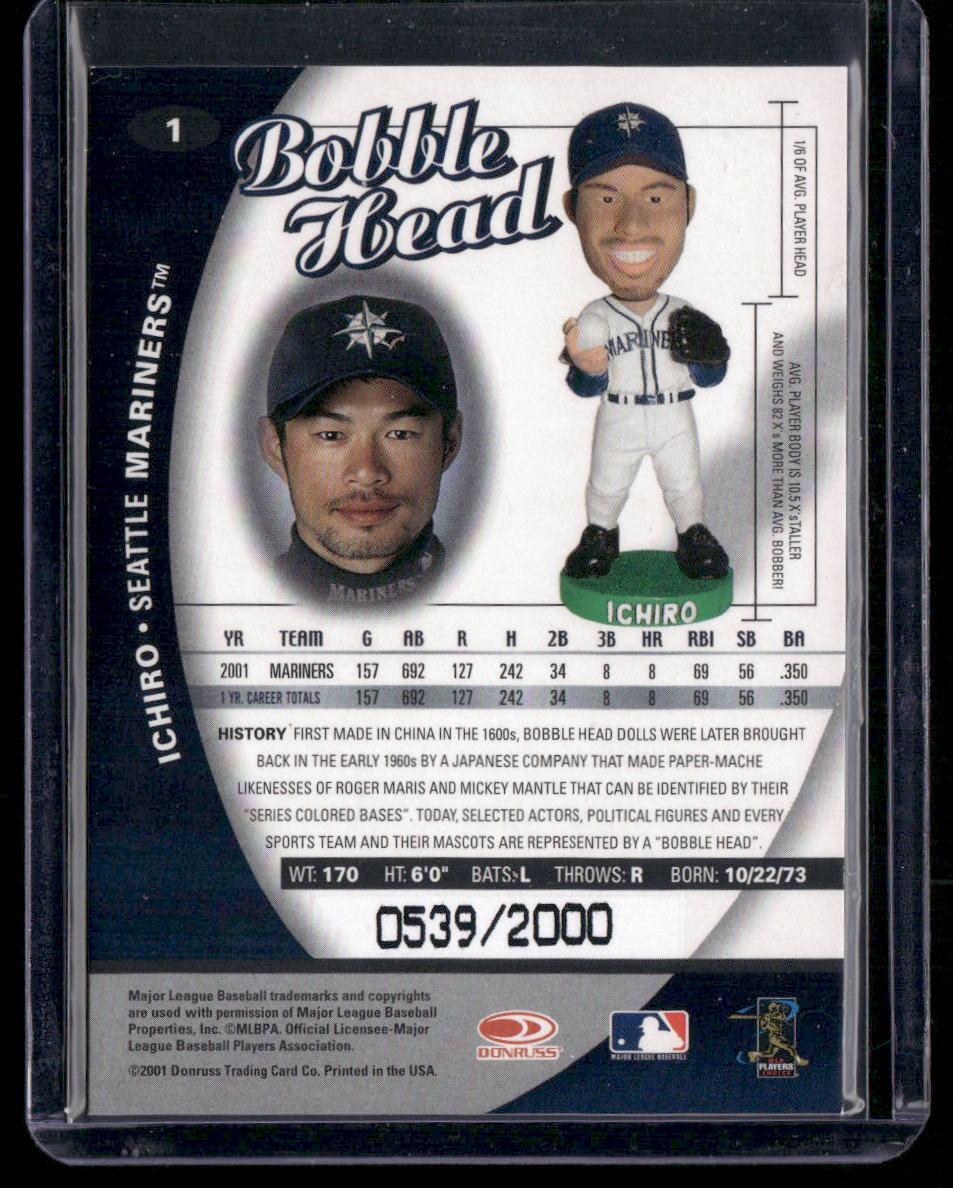 2001 Donruss Class of 2001 #1 Ichiro Bobble Head Cards #/2000