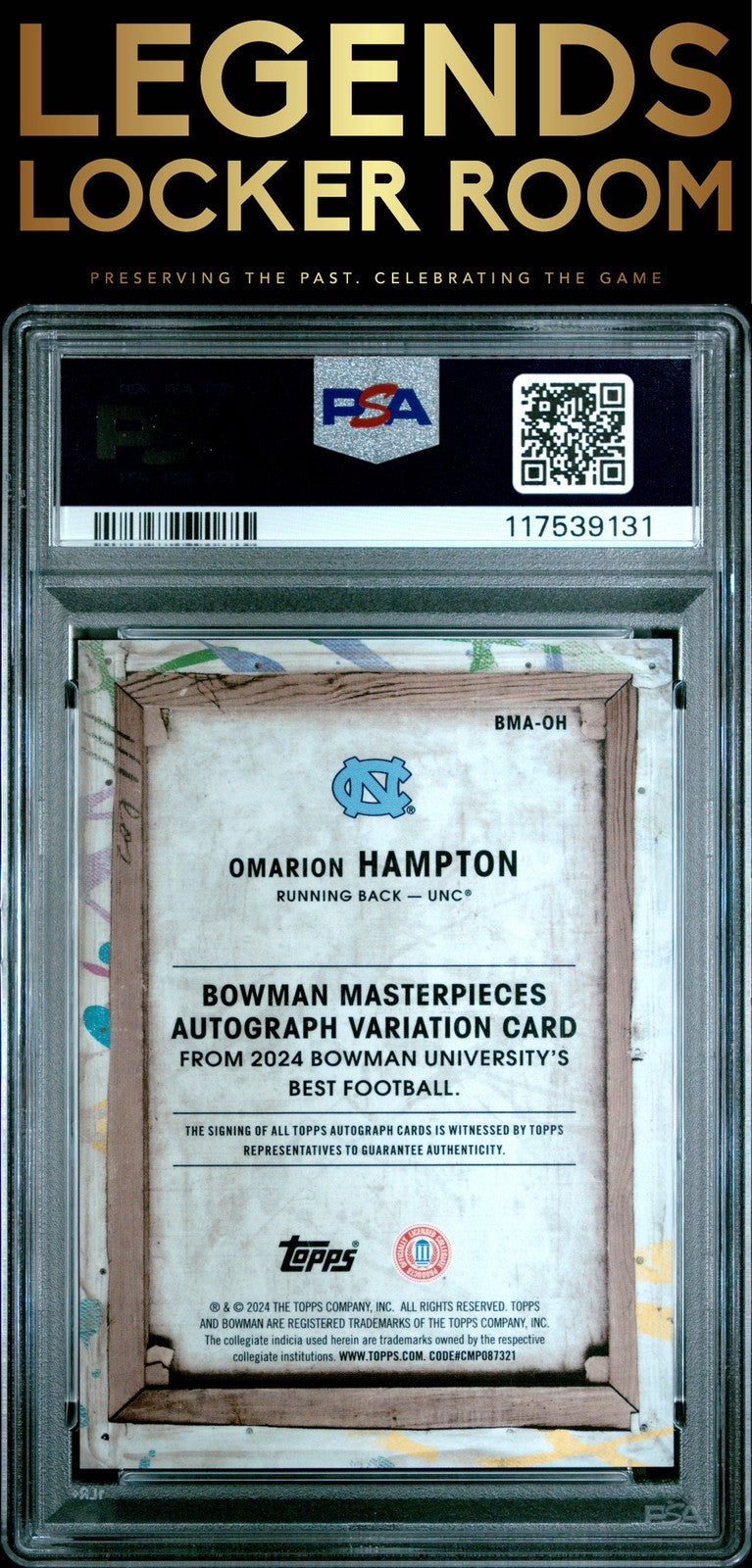 2024 Bowman Best University Masterpieces Auto Omarion Hampton Red /10 PSA 10