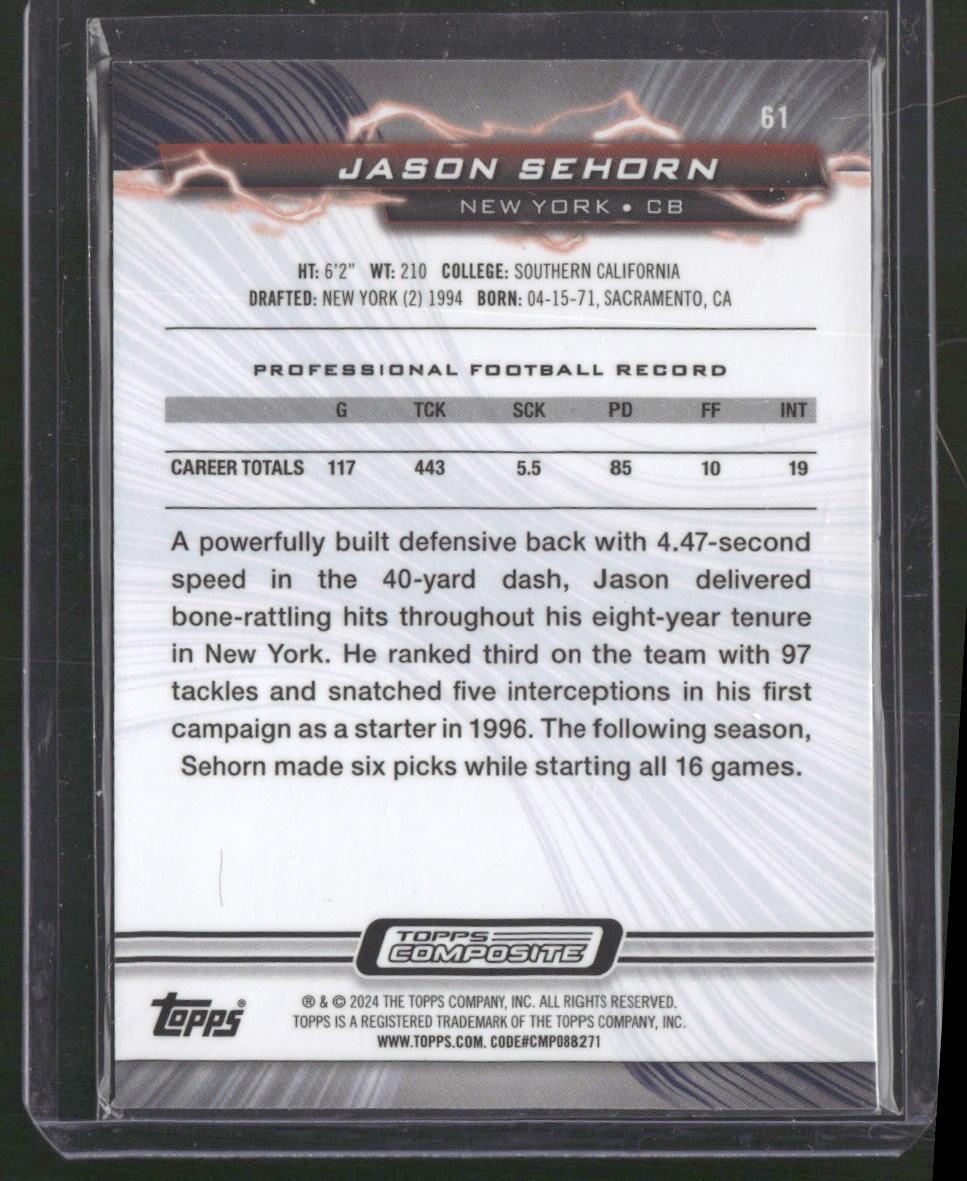 2023 Topps Composite #61 Jason Sehorn Resurgence Purple and Yellow Static
