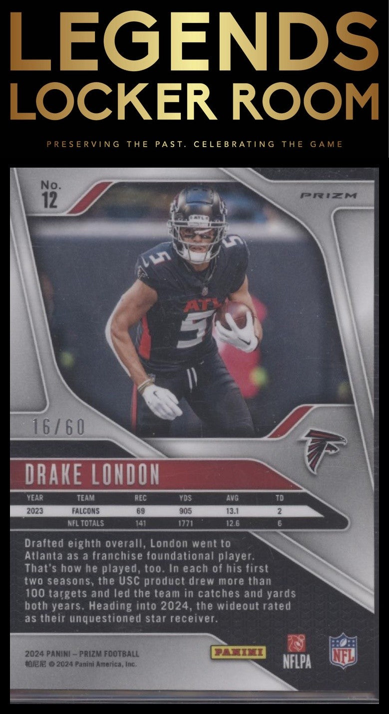 2024 Panini Prizm #12 Drake London Orange Wave #/60