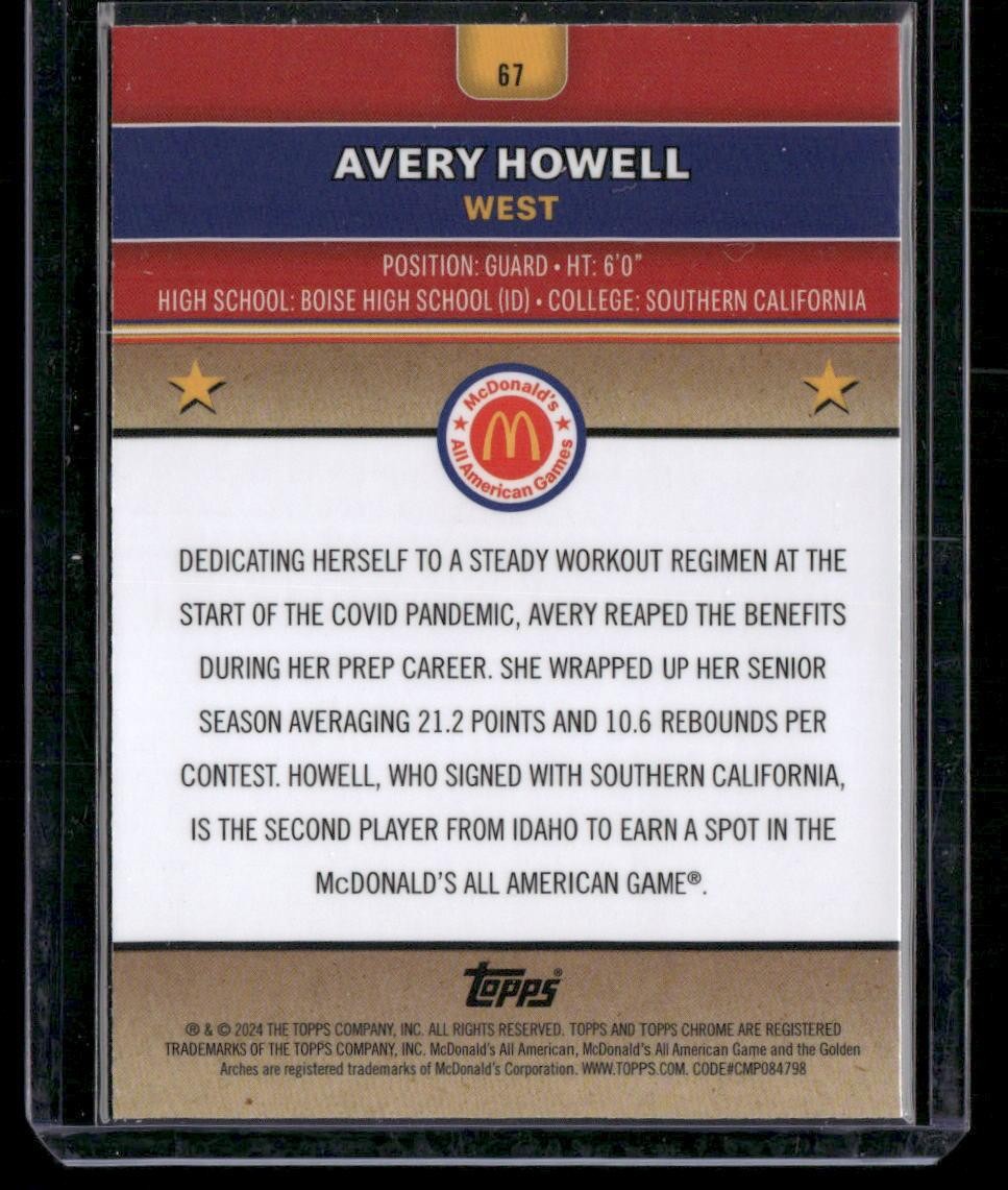 2024 Topps Chrome McDonald's All-American #67 Avery Howell