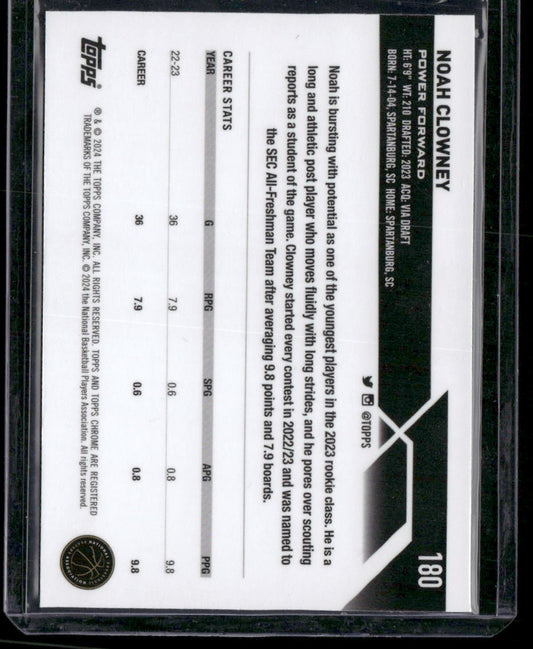 2023-24 Topps Chrome Sapphire #180 Noah Clowney