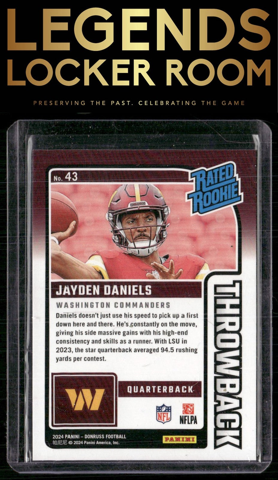 2024 Donruss #43 Jayden Daniels Rated Rookies Throwback