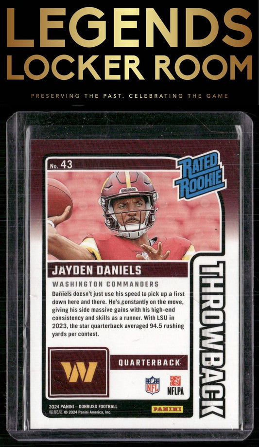 2024 Donruss #43 Jayden Daniels Rated Rookies Throwback