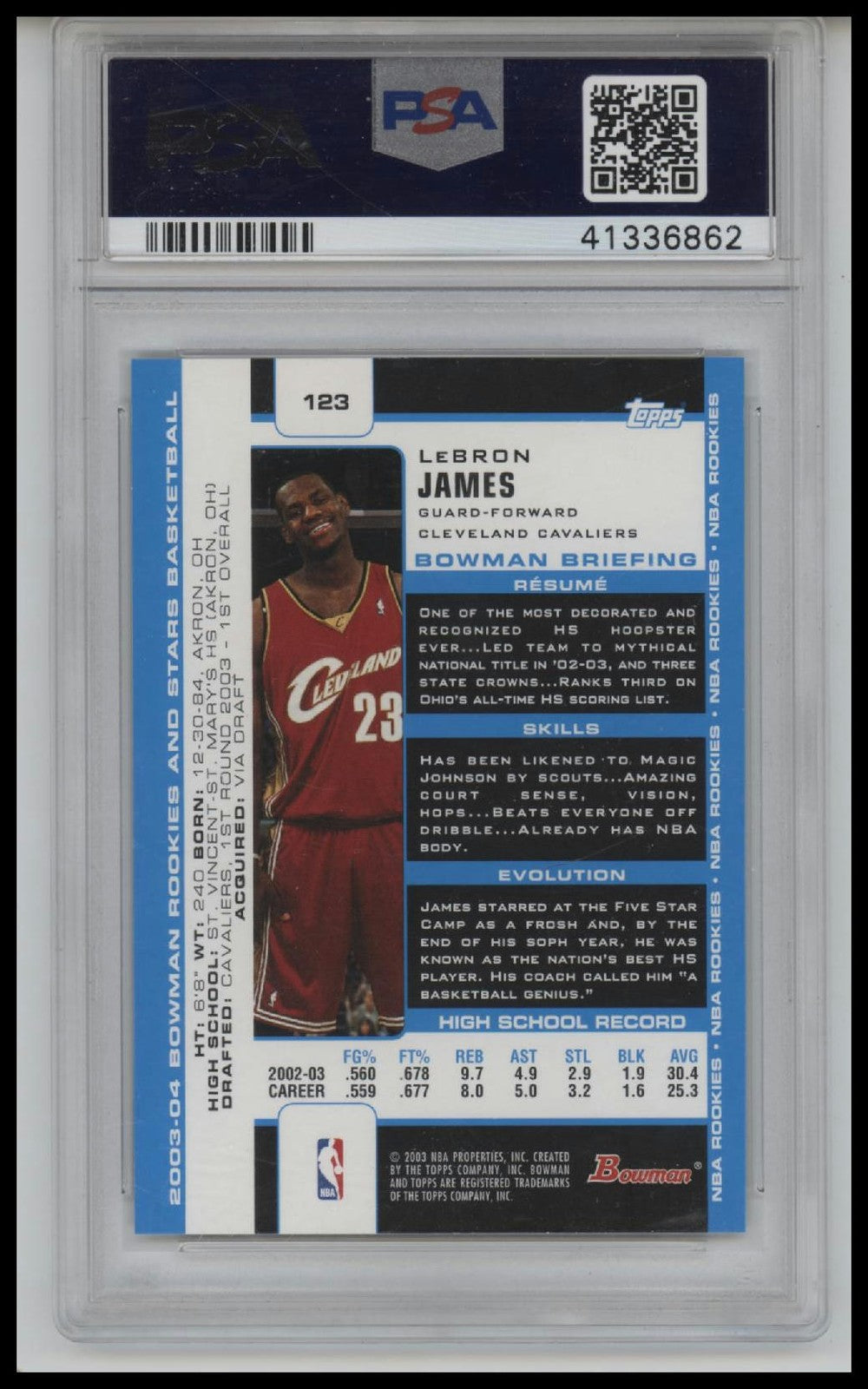 2003 Bowman Rookies & Stars #123 Lebron James PSA 10