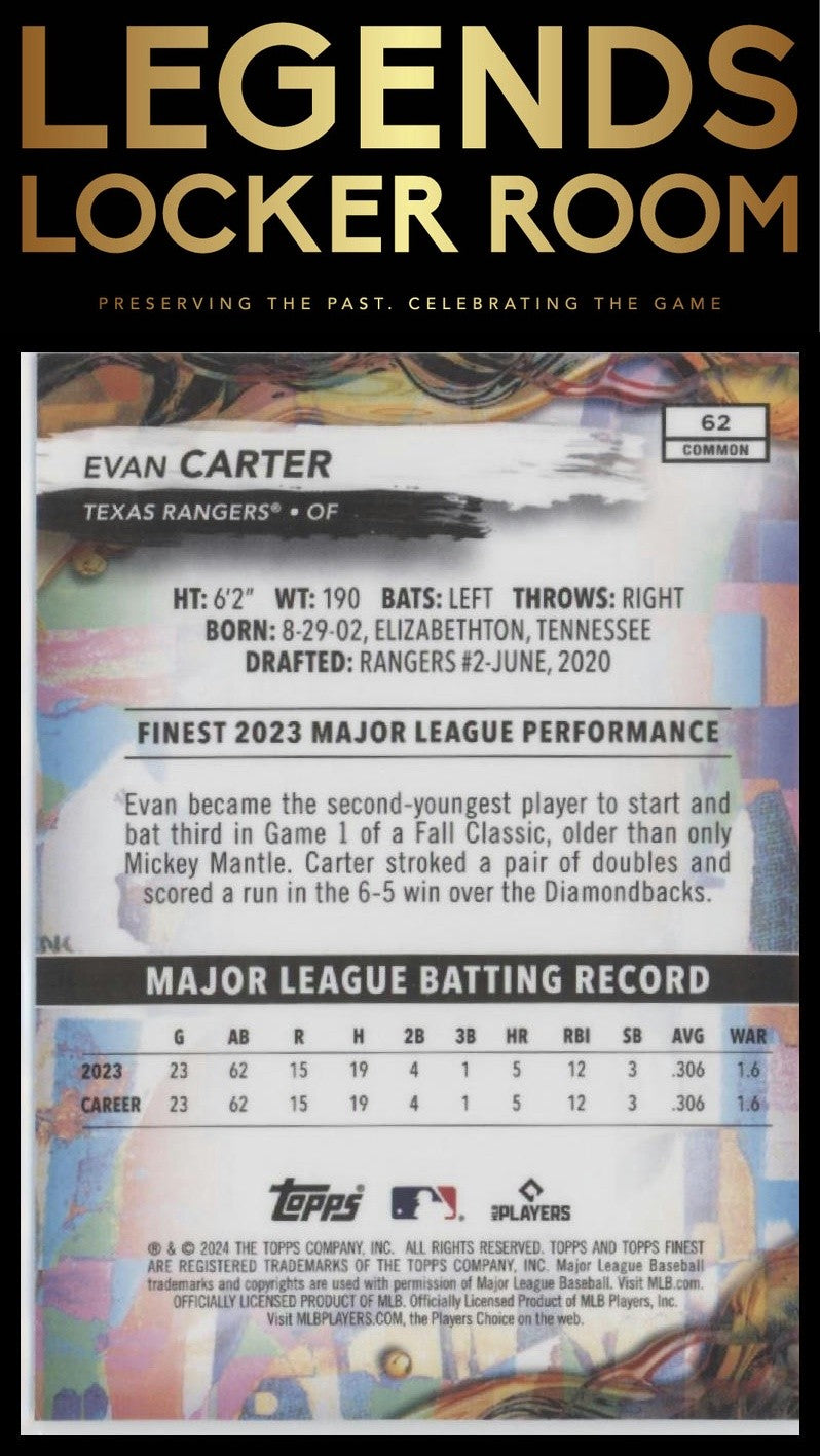 2024 Finest #62 Evan Carter