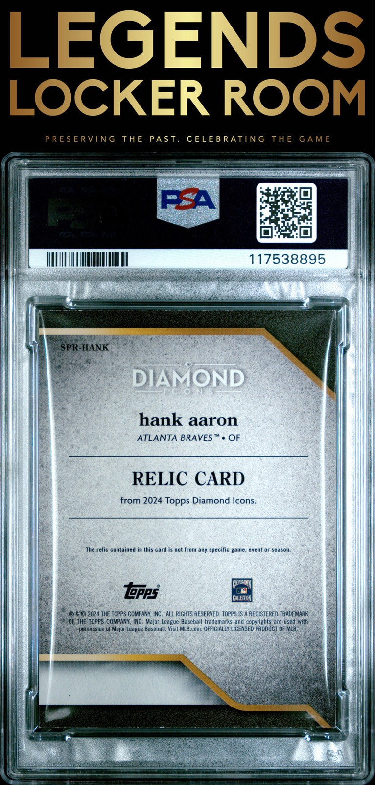 2024 Topps Diamond Icons Single-Player Relics Hank Aaron PSA 8 POP 1