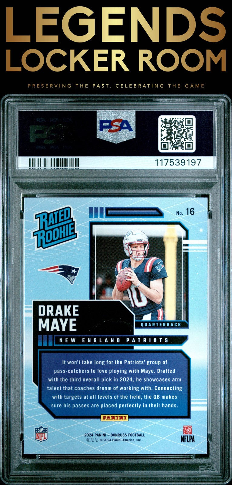 2024 Panini Donruss Rated Rookies Retro #16 Drake Maye PSA 10