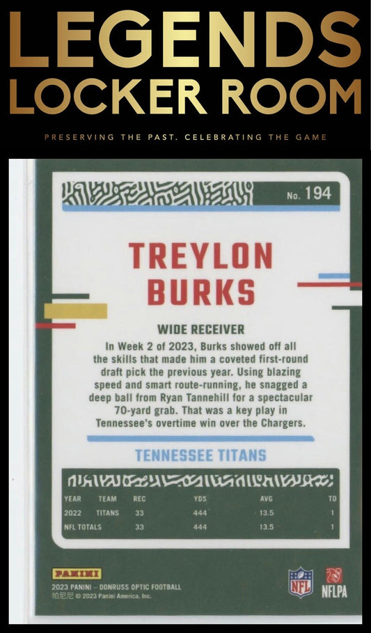 2023 Donruss Optic #194 Treylon Burks