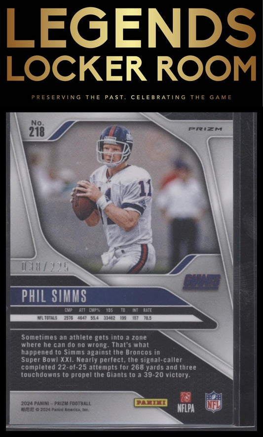 2024 Panini Prizm #218 Phil Simms Purple Ice #/225