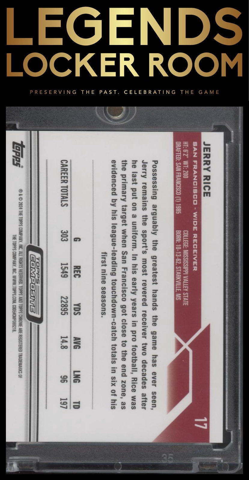 2023 Topps Composite #17 Jerry Rice Topps Chrome White Refractor #/15