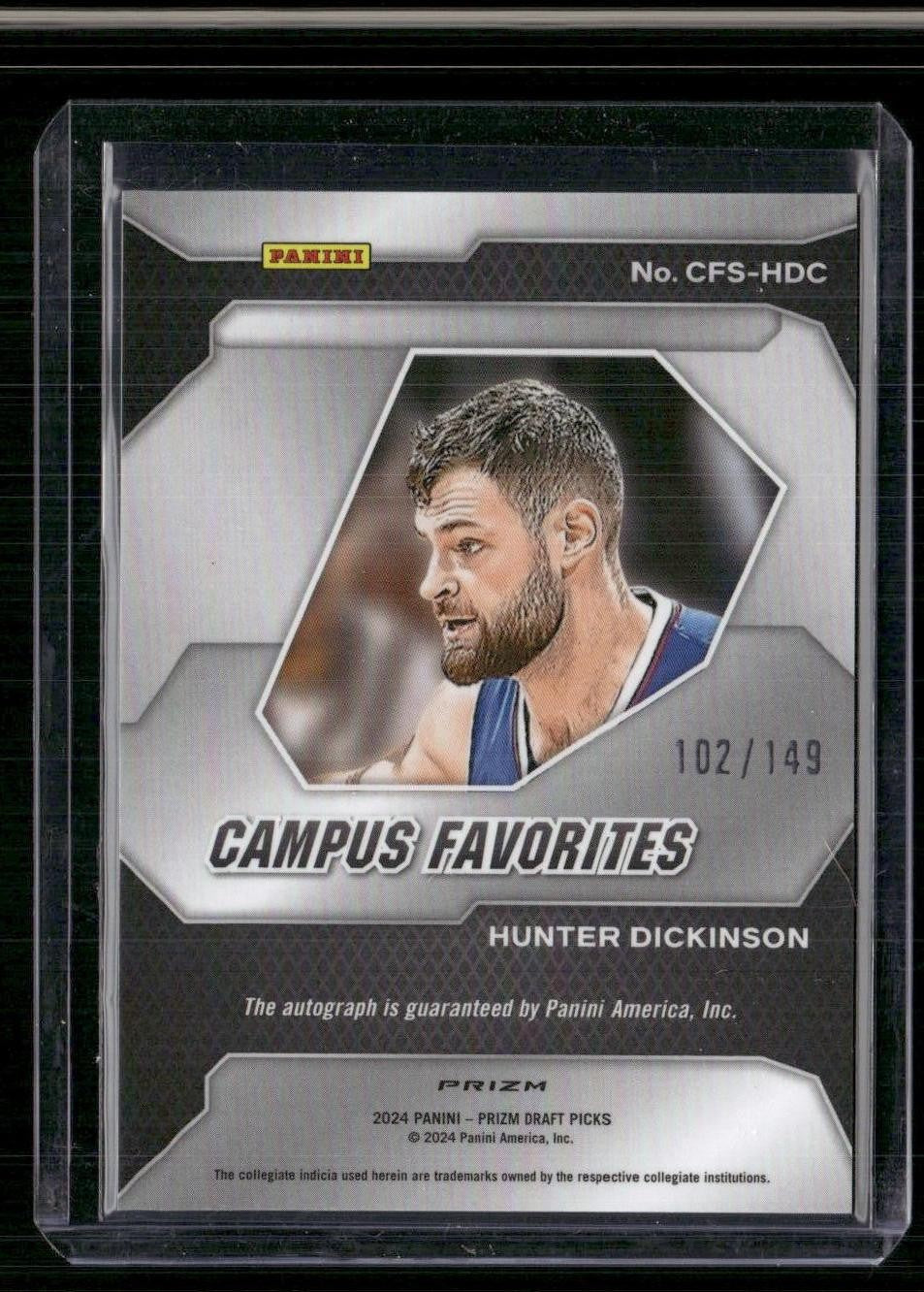 2024 Panini Prizm Draft Picks Hunter Dickinson Campus Fav Auto Blue #/149