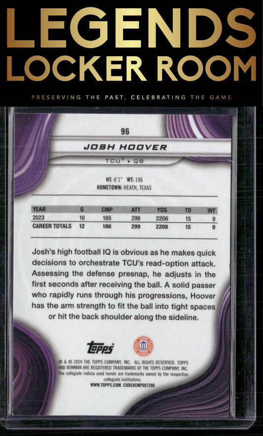 2024 Bowman University Best #96 Josh Hoover Green Mini Diamond Refractor #/99