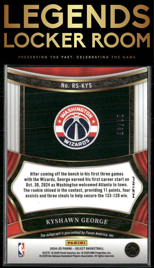2024-25 Panini Select #RS-KYS Kyshawn George Rookie Signatures Blue /49